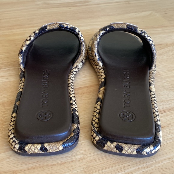 Tory Burch Double T Sport Slide snake embossed sandals size 6 1/2 NWOT - Picture 6 of 16